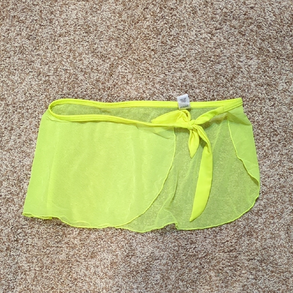 Neon Yellow Sheer Wrap Skirt
